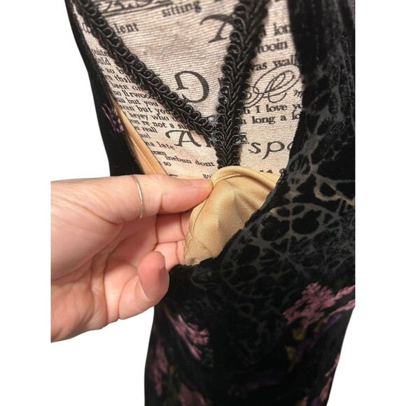 Vintage Jonathan Martin Burnout Velvet Semi-Sheer Floral Lace Trim Dress 8 - Picture 5 of 10
